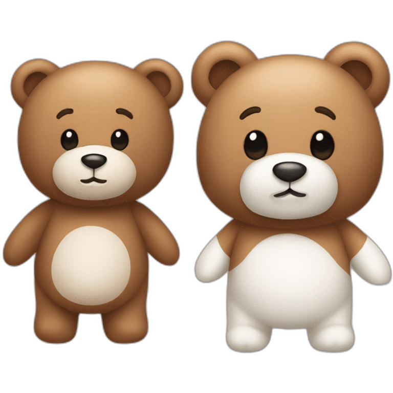 brown teddy bear and white teddy bear in love emoji