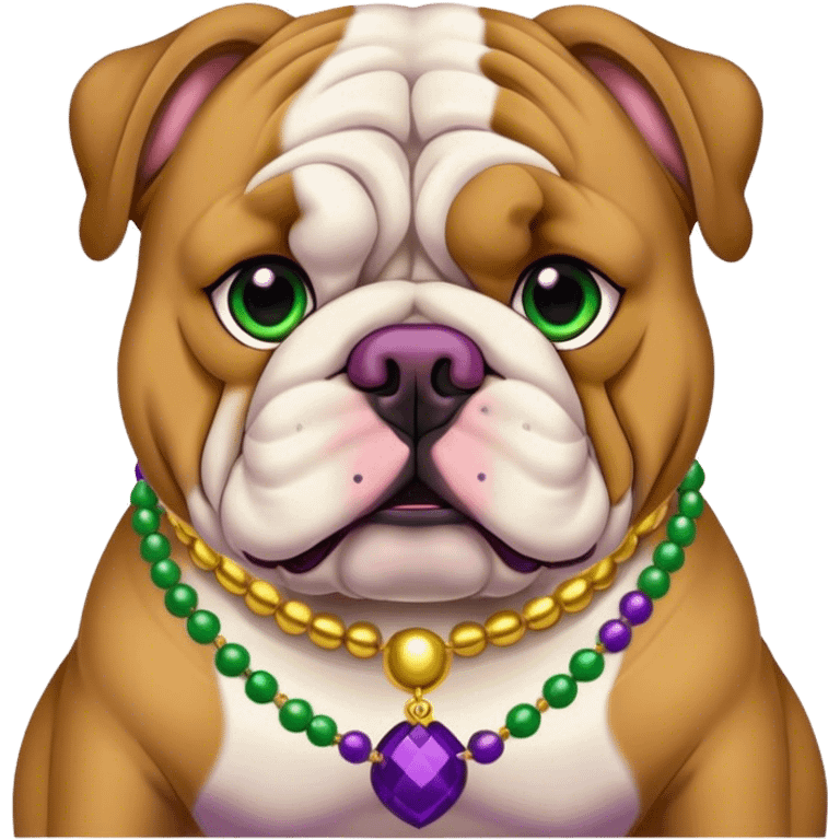 Bulldog Wearing marti grau beads around neck emoji