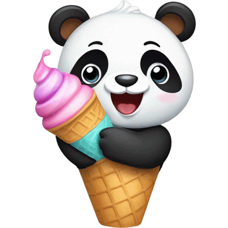 Panda eating ice cream emoji