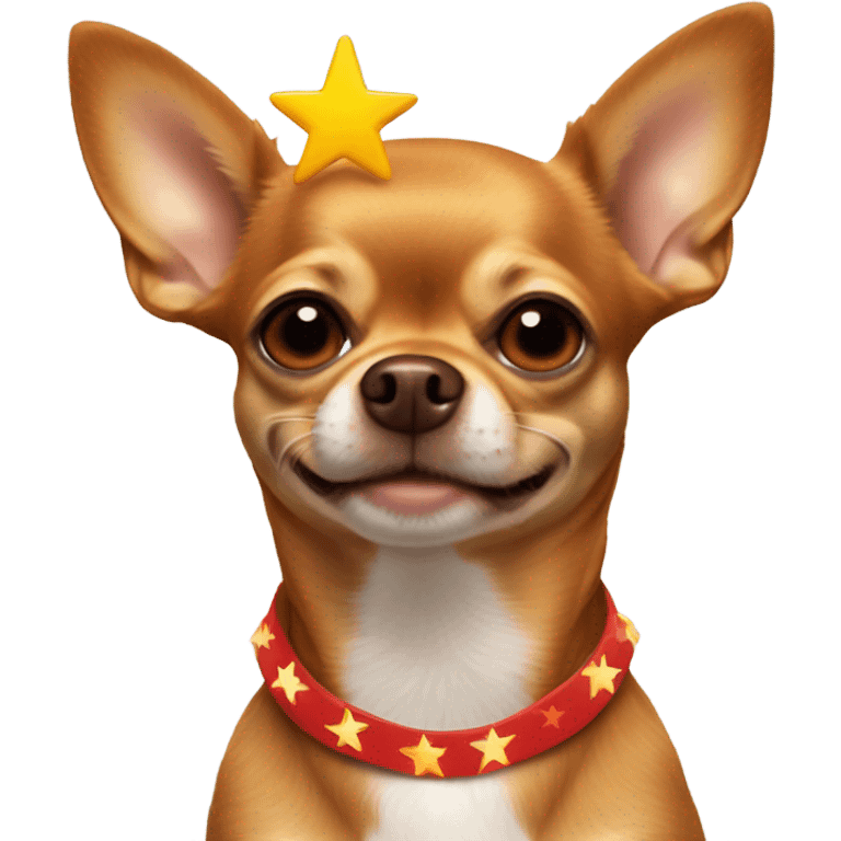 Red / brown chihuahua wearing a star topper on head emoji