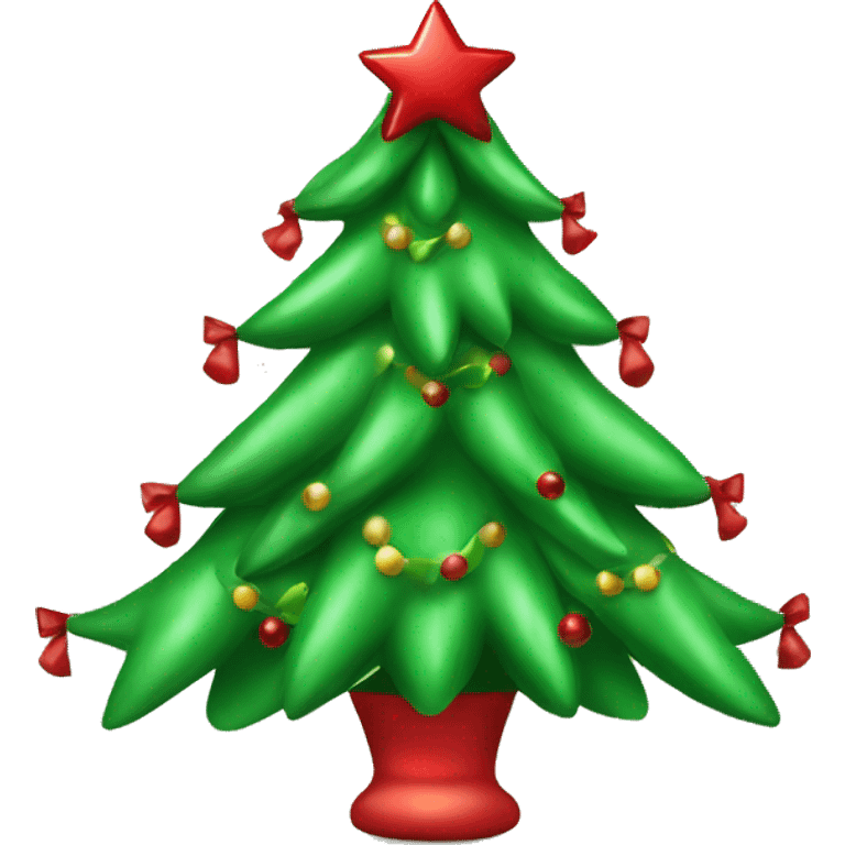 green christmas tree with red bows as ornamenta emoji