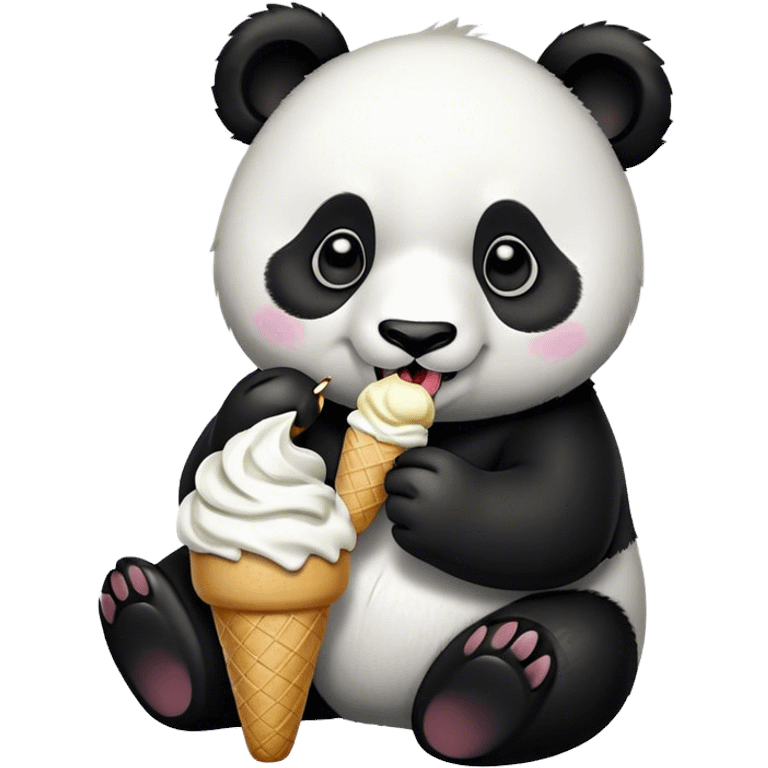 Panda eating ice cream emoji