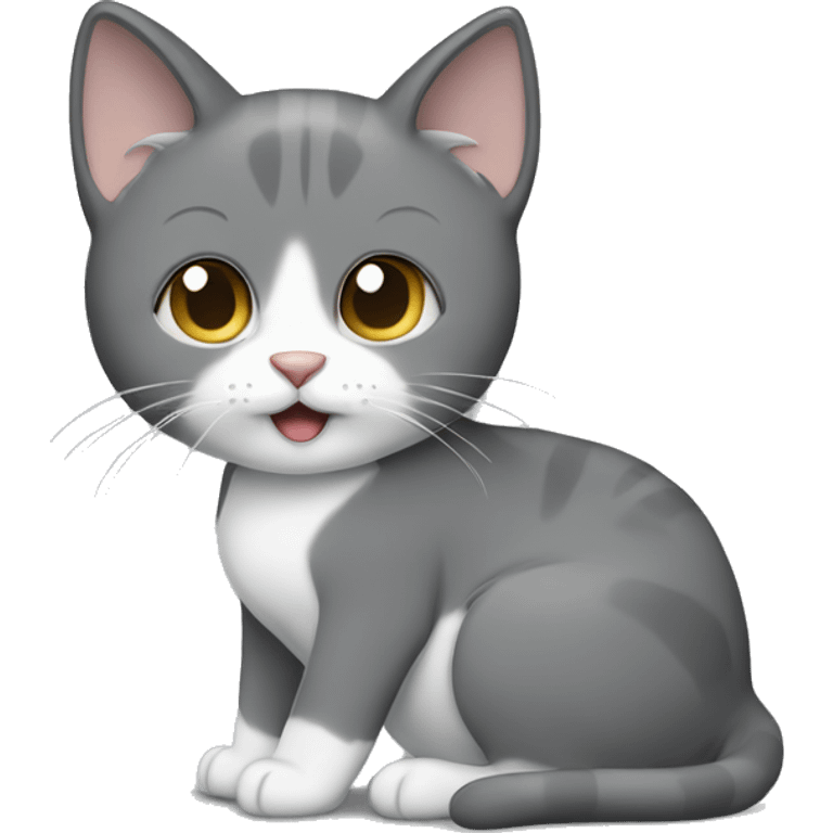 Grey cat with white paws emoji