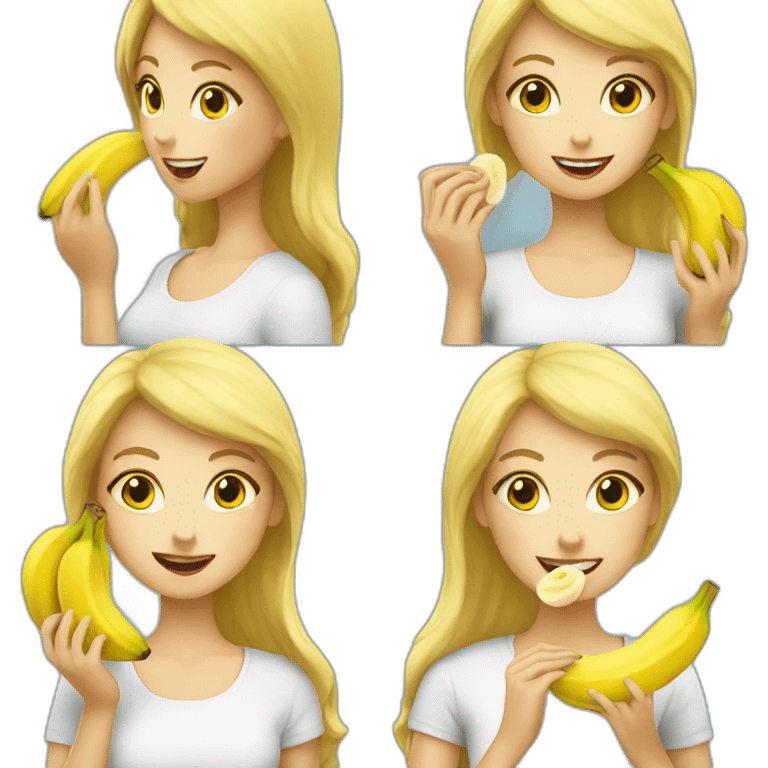 Blonde eating banana emoji