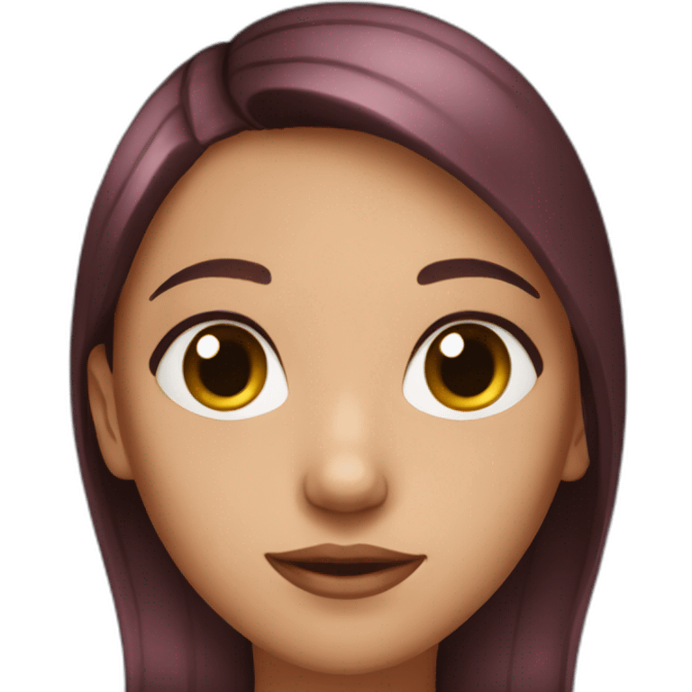 A dark red haired young girl, black eyelined emoji