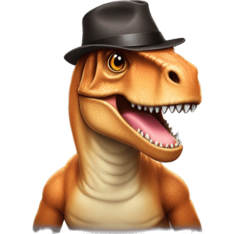 T-rex with a cute hat emoji