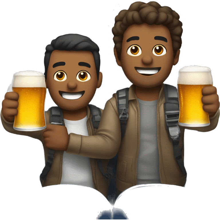 two Guys drinking beer riding a plane emoji