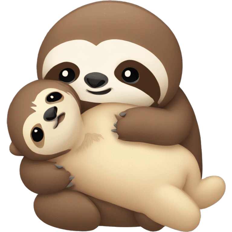 Baby sloth hugging a teddy bear emoji