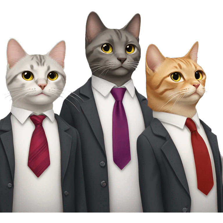 5 cats wearing neckties emoji