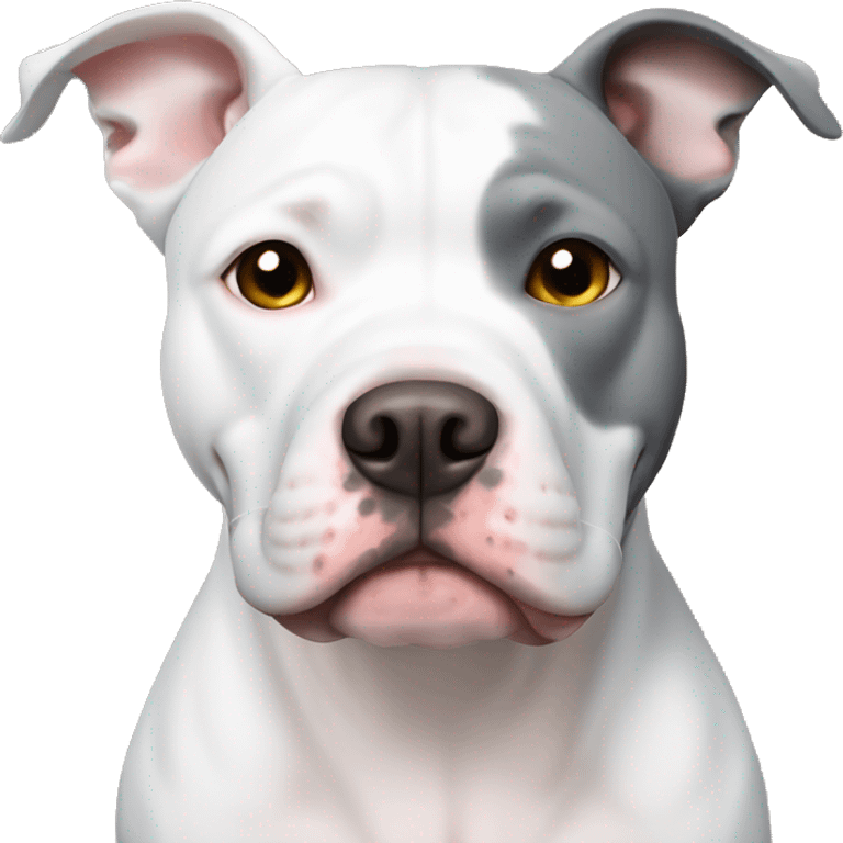 White pitbull with gray patch on eye  emoji