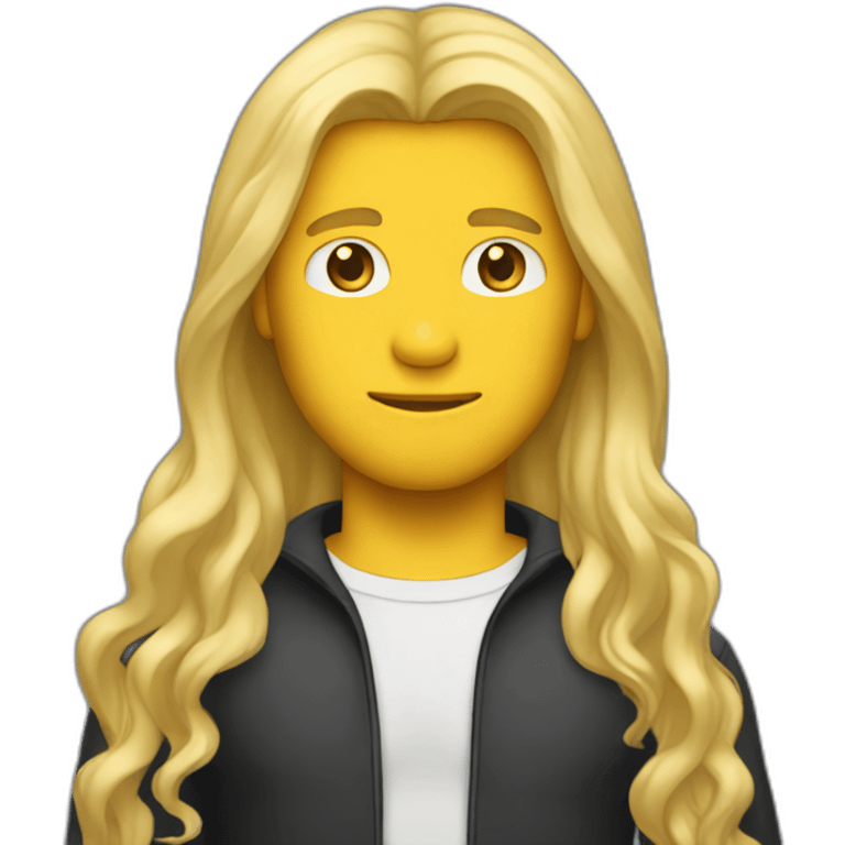 Guy with long blond hair wity spandex emoji