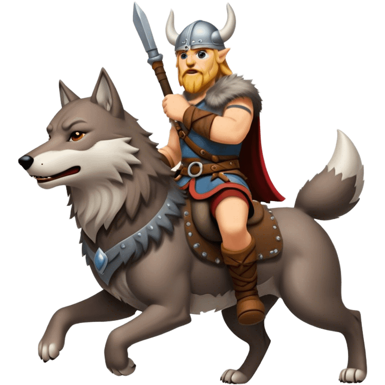 Viking Warrior Riding A Wolf  emoji