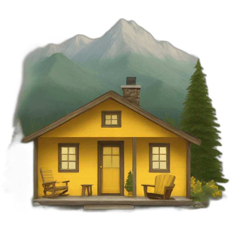 Cabin with yellow armchair on porch emoji