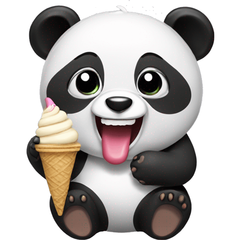 Panda eating ice cream emoji