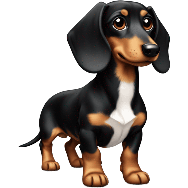 Black white tan dachshund with wiry fur emoji