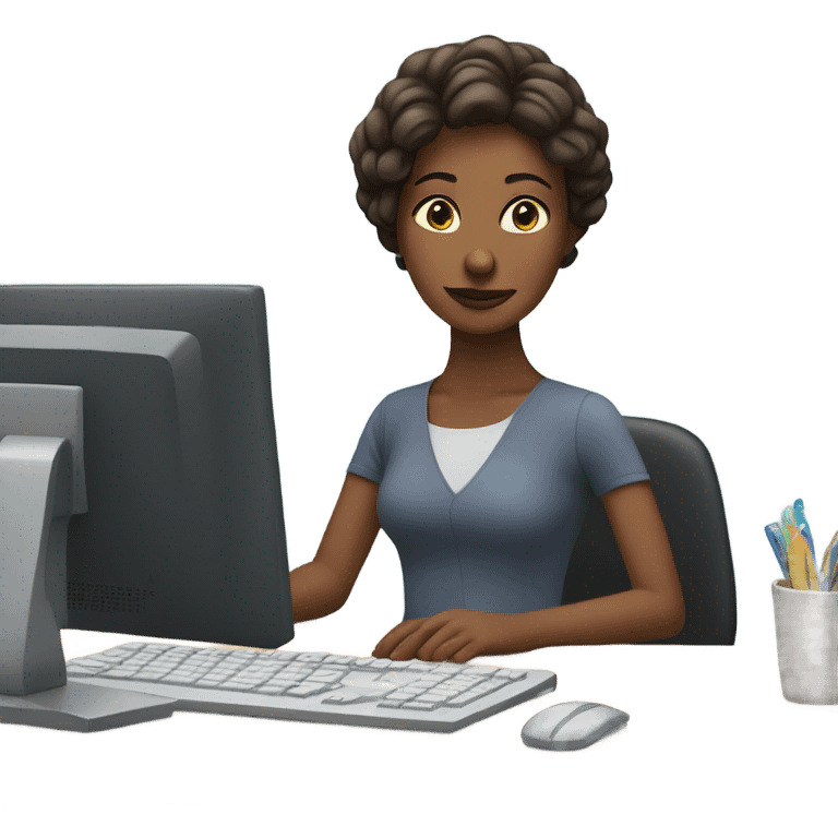 woman looking at her computer emoji