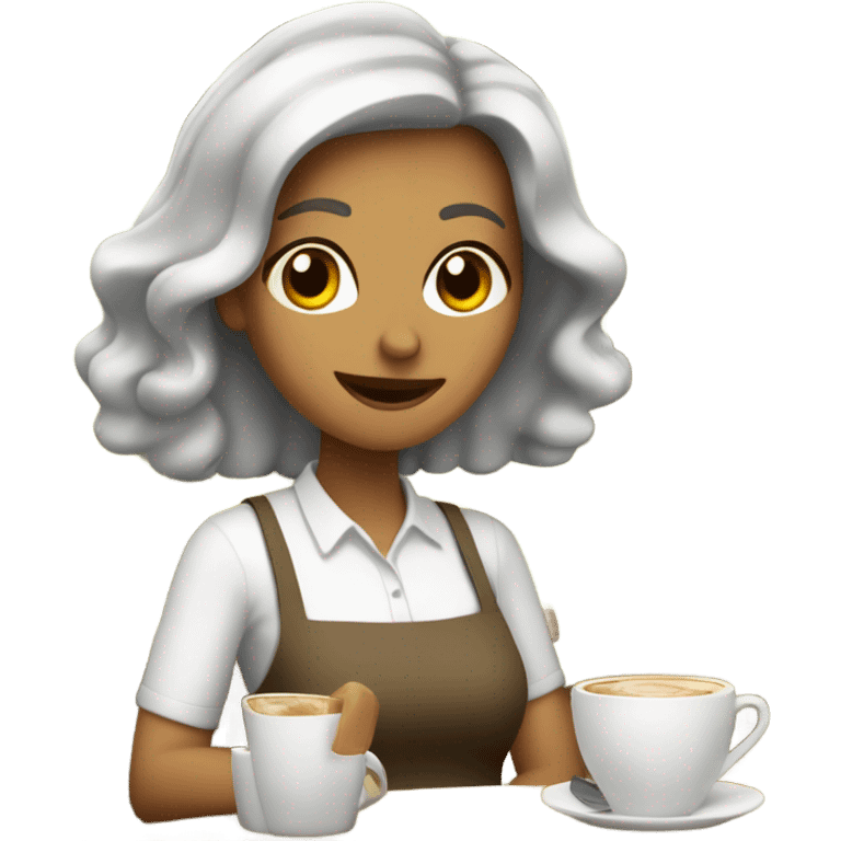 Mujer blanca, pelo café , en un bosque  emoji