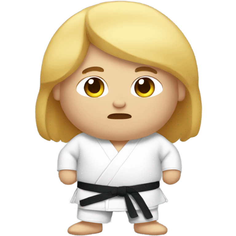 Fat boy with long hair in a karate gee emoji