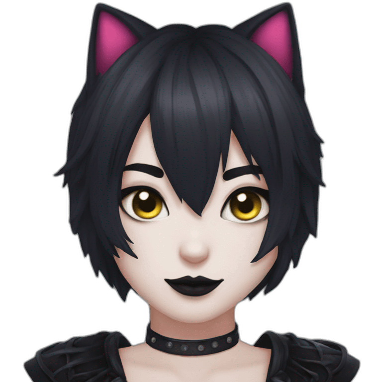 goth nekochan with best make up and big torso emoji