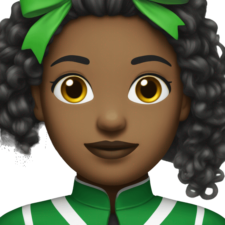 African american cheerleader color green and black uniform emoji