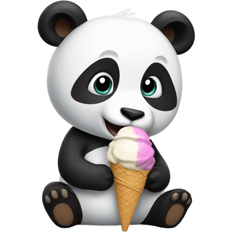 Panda eating ice cream emoji