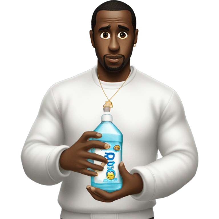 P diddy holding a bottle of baby oil emoji