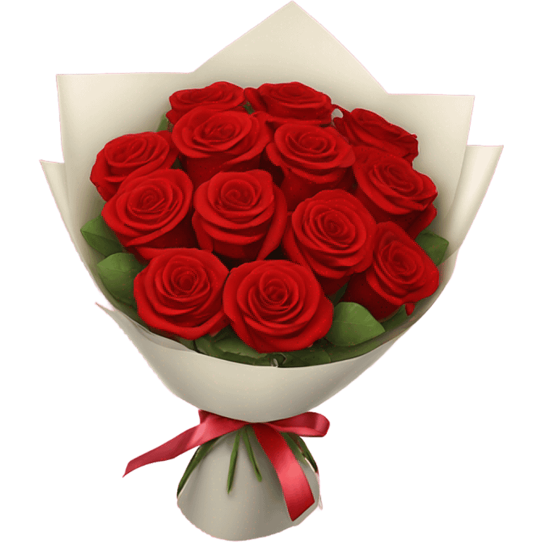 Bouquet of red roses in luxurious package for Valentine’s Day  emoji