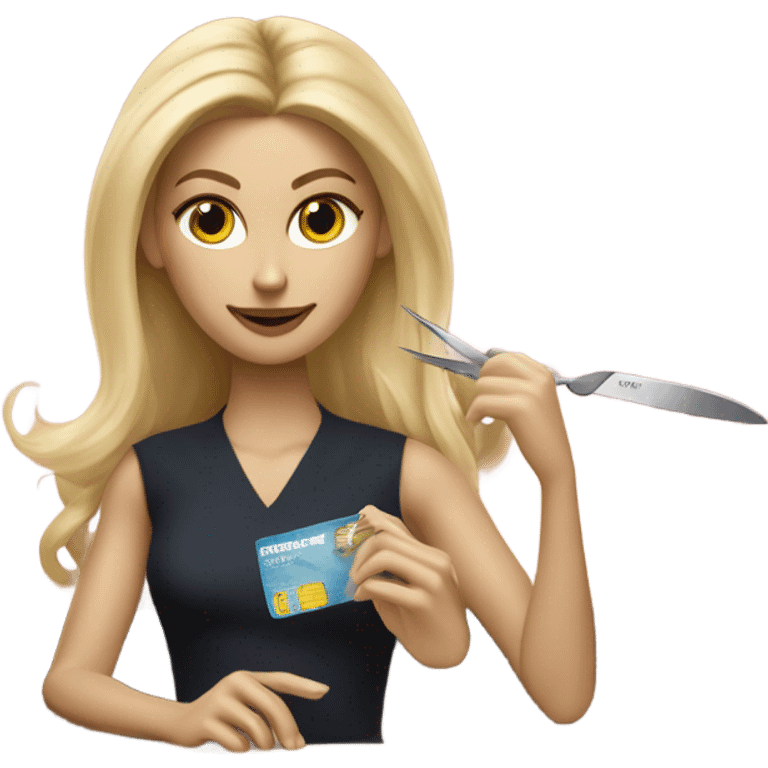 Blonde Ralph lauren women cutting credit card in half  emoji