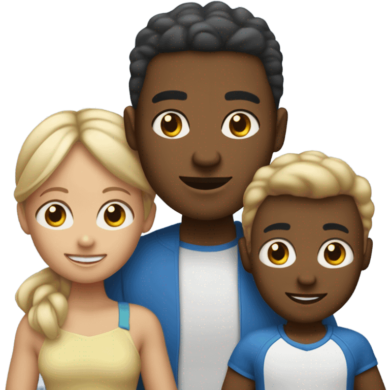 familia adoptiva papas afroamericanis niño blanco y de pelo rubio ojos azules emoji