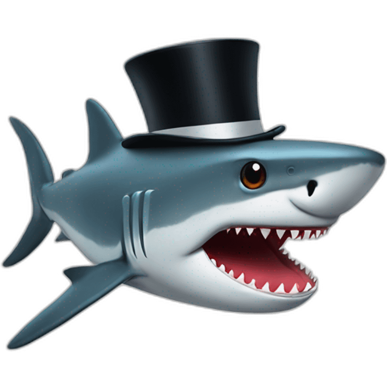 Shark with a top hat emoji