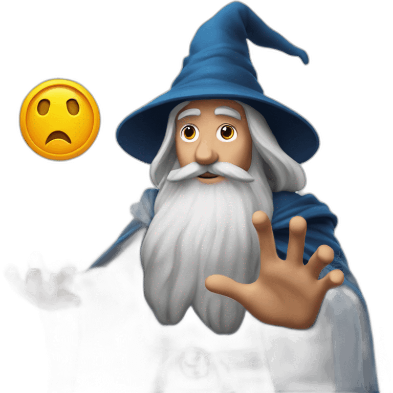 the wizard is looking at the instagram logo on his hand emoji