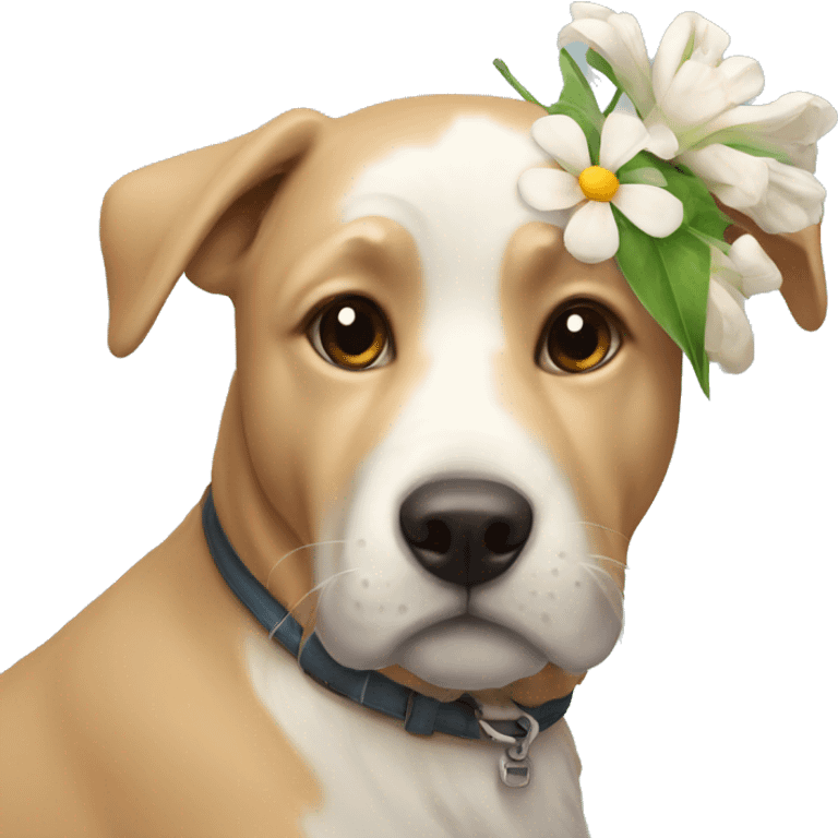 Dog with flower emoji