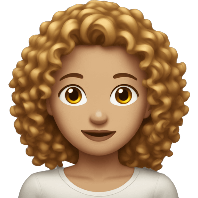 White gorl with brown curly hair emoji