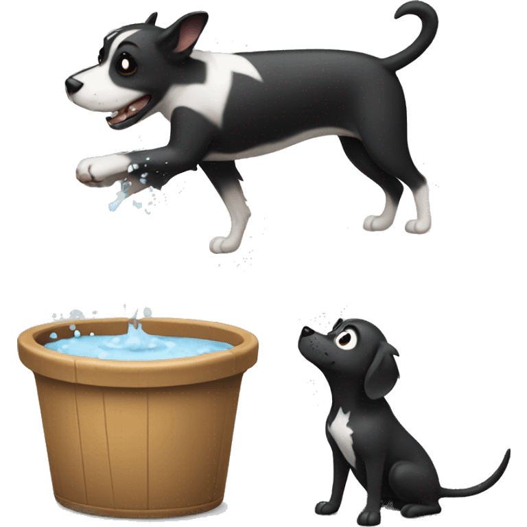 Dog getting sprayed by skunk emoji