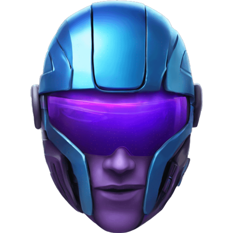 a blue and purple colored shiny cyberpunk helmet emoji