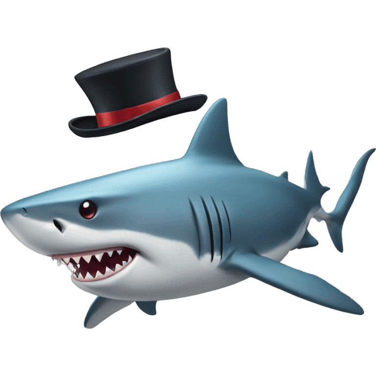 Shark with a top hat emoji