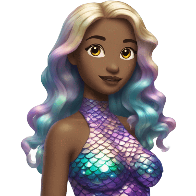 mermaid, model, magical, iridescent, mystical, shiny, holographic, highlights, scales  emoji