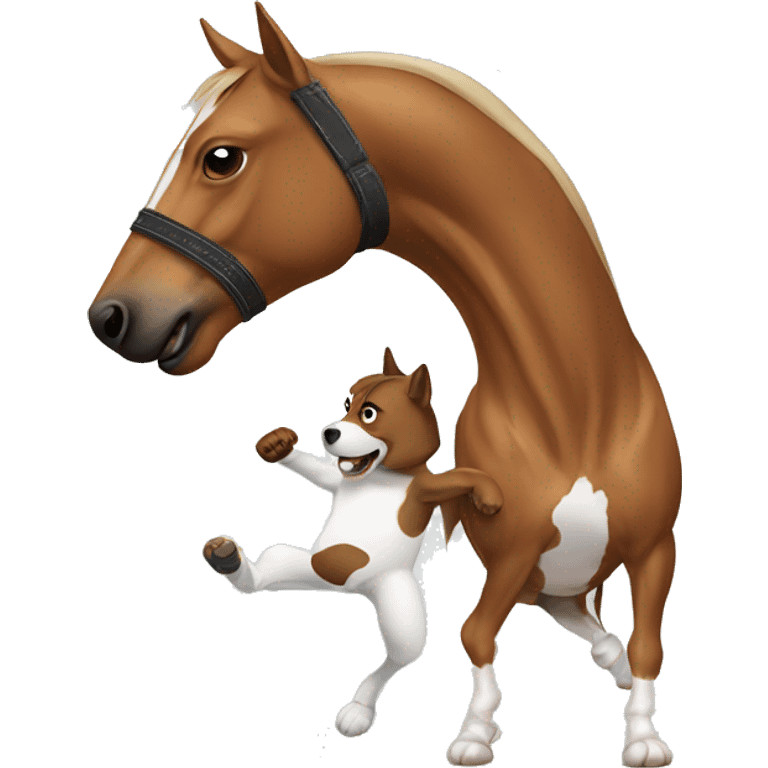 A dog kickboxing a horse emoji