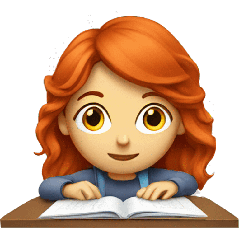 Red head doing homework  emoji