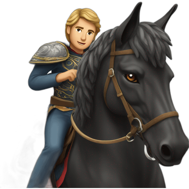 an Spanish lynx riding a black horse emoji