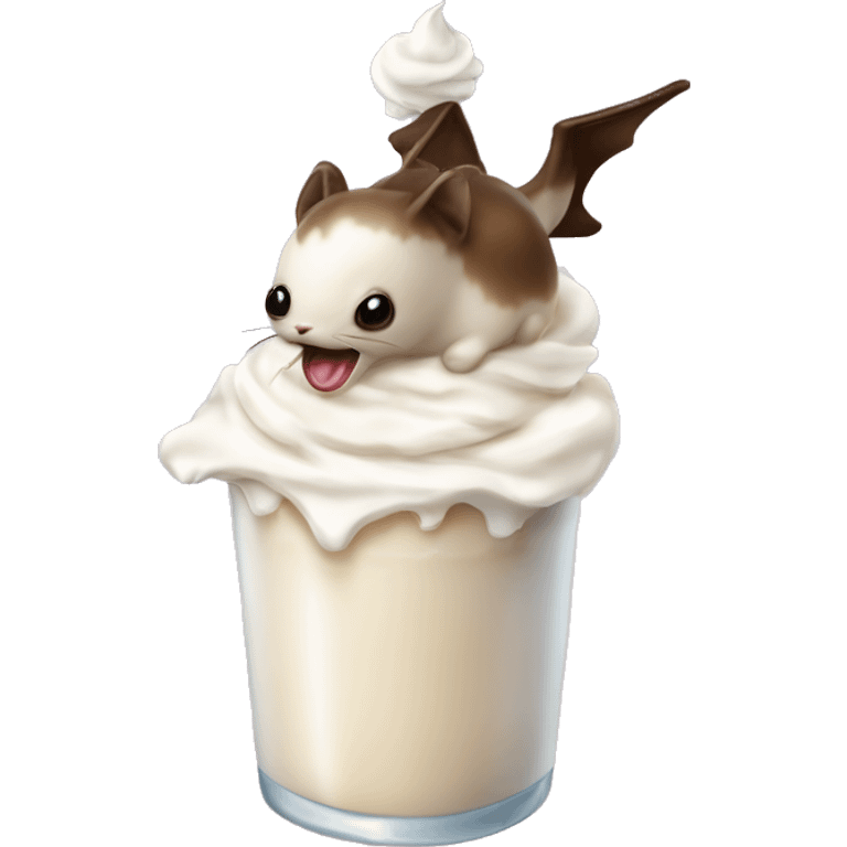 Milk Martin with whipped cream on top and a bow around the stem emoji