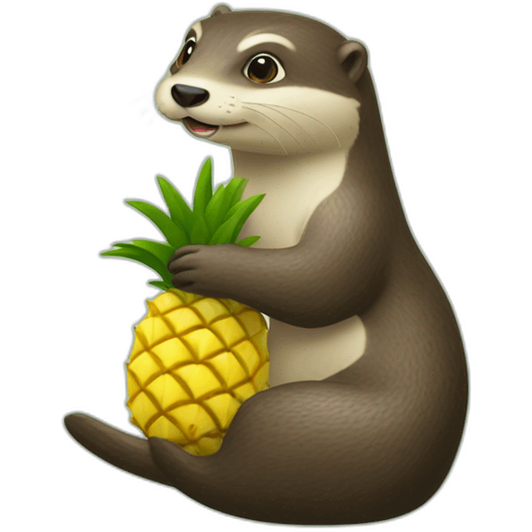 Une loutre à côté d’un ananas emoji