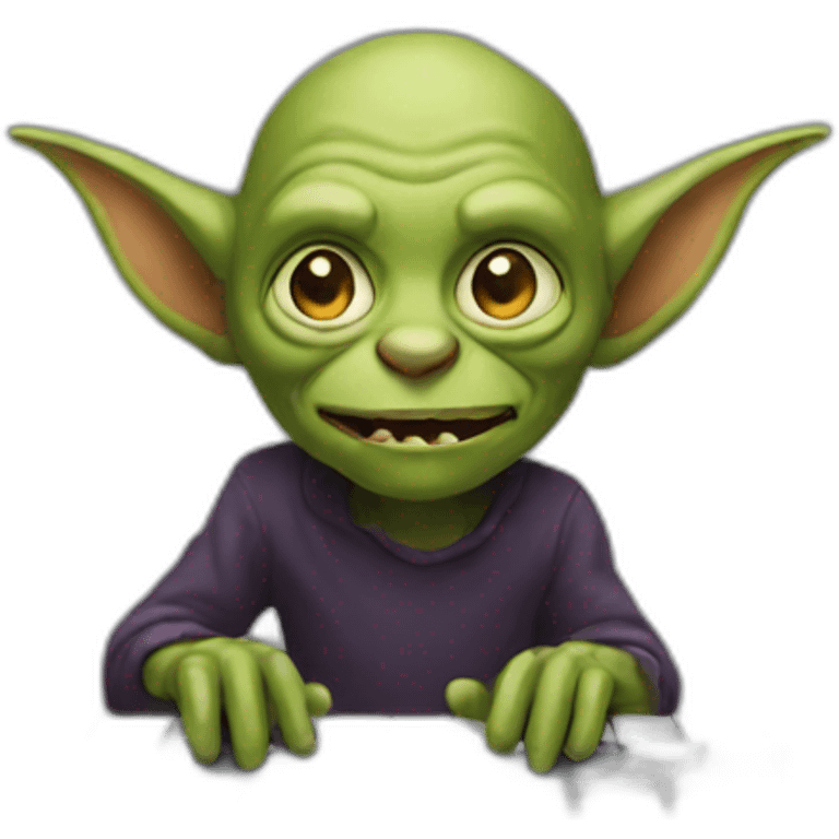 A goblin on a keyboard emoji