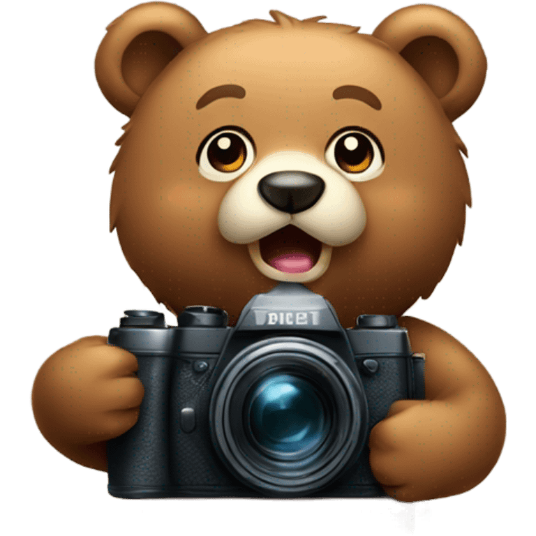 Cute Bear taking photo  emoji