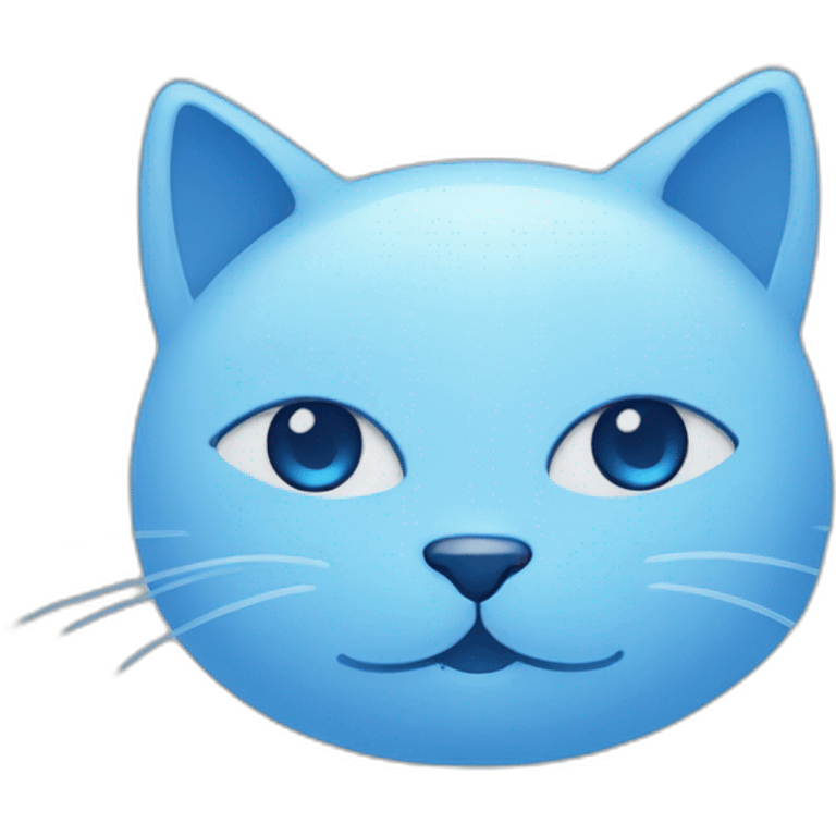 Blue simplistic sketch of a cute cat face emoji