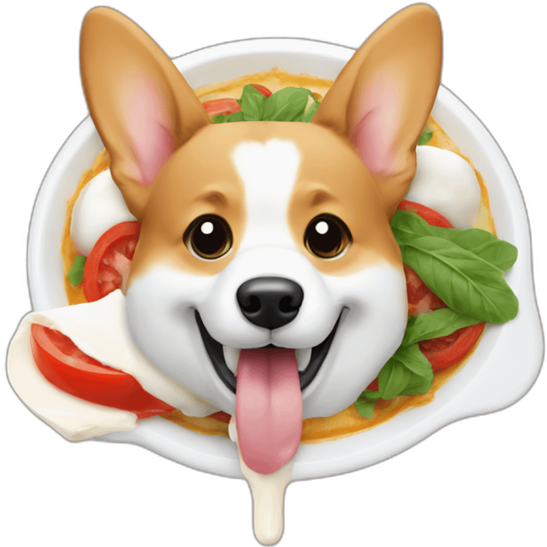 corgi eating burrata emoji