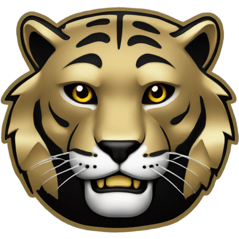 Sabertooth tiger logo black background gold outline  emoji