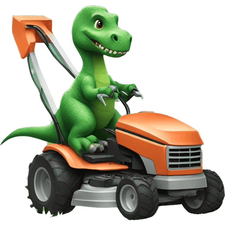 A dinosaur mowing the grass emoji