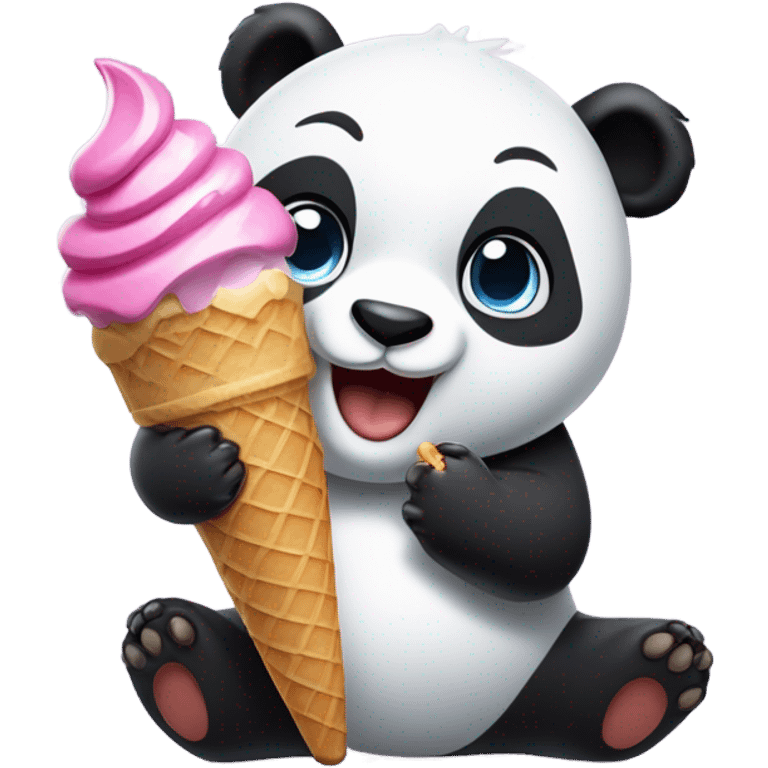 Panda eating ice cream emoji