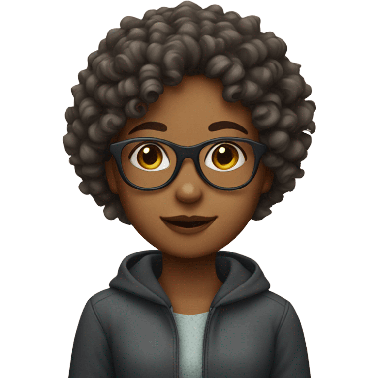 girl with curly hair and glasses emoji